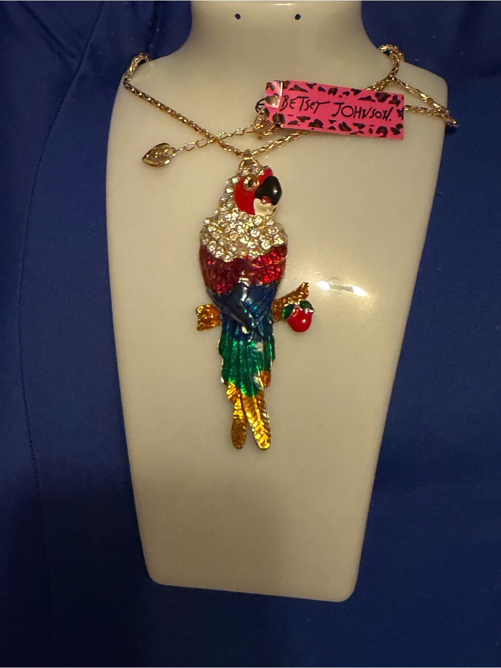 Betsey Johnson Red Green Blue Parrot Pendant Necklace